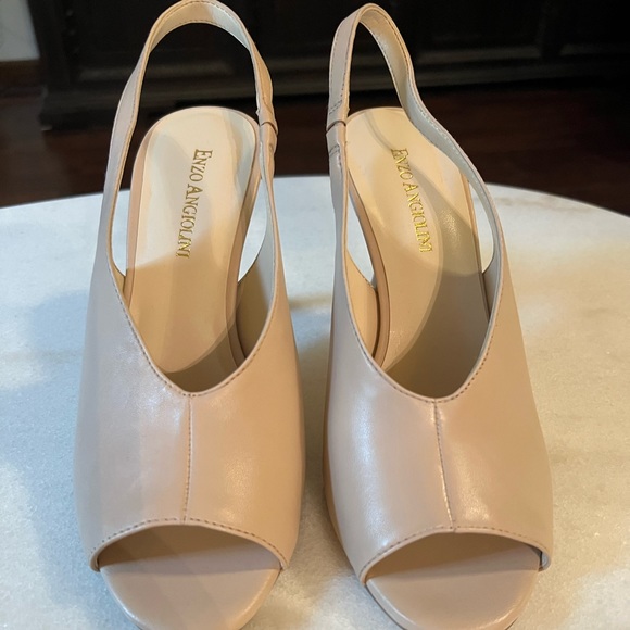Brand New Enzo Angiolini Cream Heel Peeptoe Pumps Size 7 Sandals - Picture 2 of 11